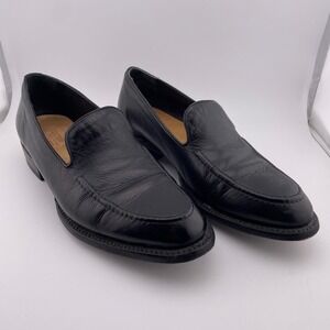 Lucchese Mad Dog After Ride Black Leather Loafers Slip On Dress Shoes Size 8.5